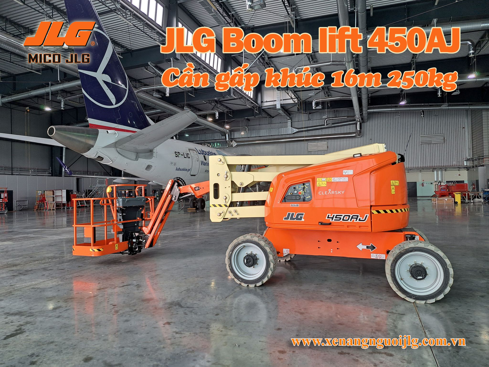Xe nâng cần thủy lực gấp khúc JLG 450AJ 16m phục vụ ngành hàng không