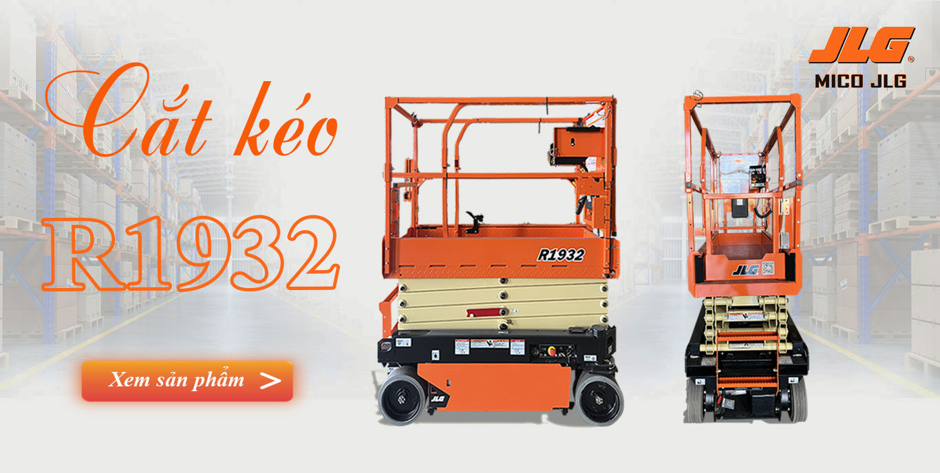 JLG R1932 là một trong những xe nâng người được sử dụng nhiều nhất trong nhà máy công nghiệp.