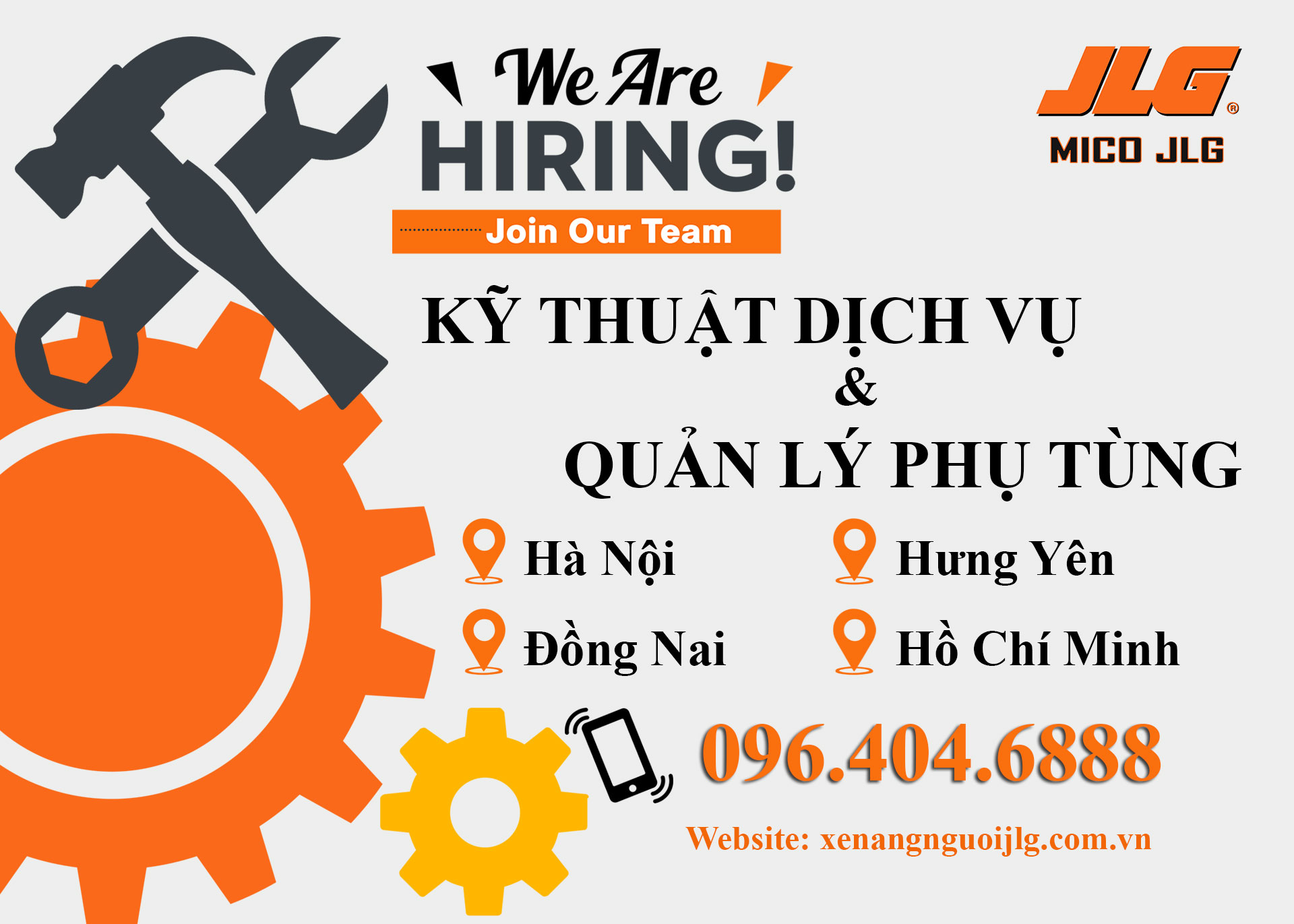 Kỹ thuật dịch vụ và Quản lý phụ tùng tại Hà Nội, Hưng Yên, Đồng Nai và Hồ Chí Minh